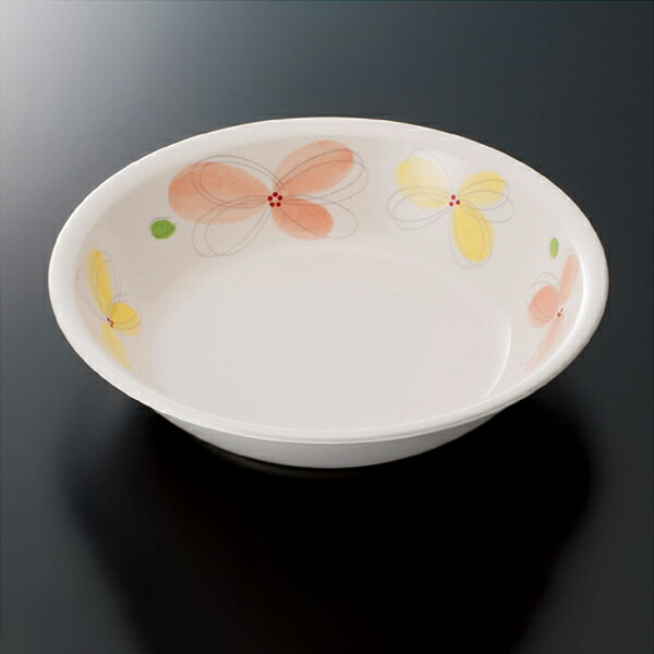 皿　深皿　20個セット　花柄　メラミン樹脂食器 G-317【中古品】 KYOEI ONLINE STORE / メラミン 20cm深皿 ユニティ ユニティ M-215UNA