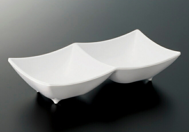 KYOEI ONLINE STORE / メラミン 二連小鉢 パルホワイト M-22PW(80×158