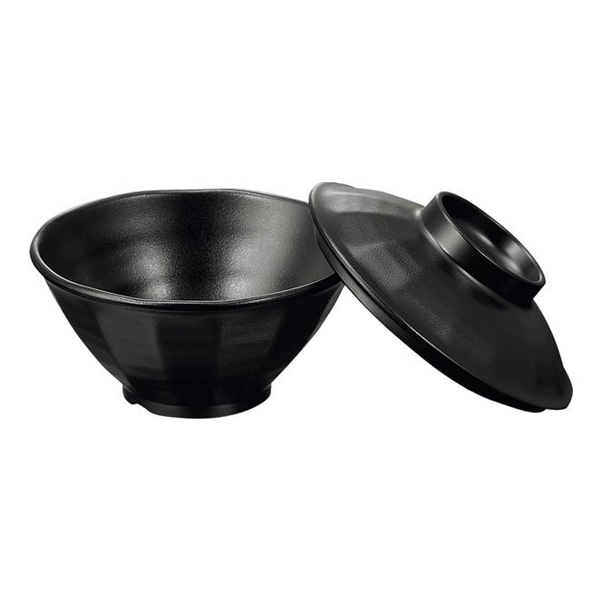 KYOEI ONLINE STORE / メラミン 面取飯碗 中 (蓋) 黒 A82CB(134φ×H40mm