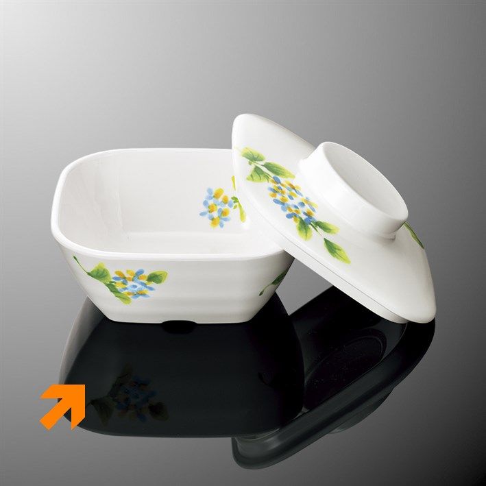 KYOEI ONLINE STORE / ファインメラミン なで角小鉢 大 蓋 あじさい