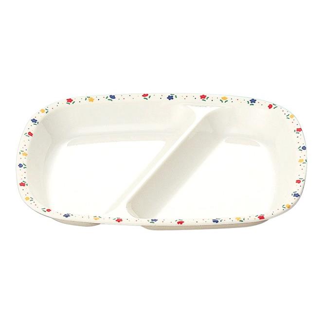 KYOEI ONLINE STORE / メラミン 角二ツ仕切皿 プチフラワー 【受