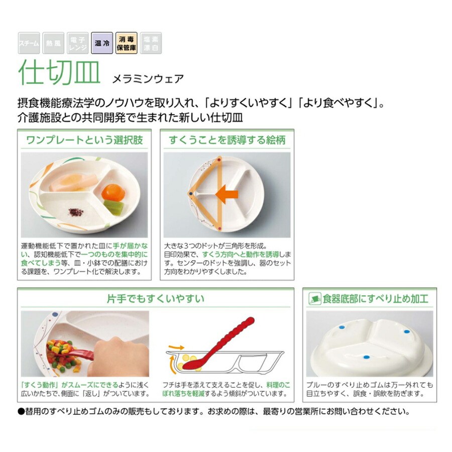 KYOEI ONLINE STORE / メラミン 三ツ仕切皿 ユニバーサル 仕切皿