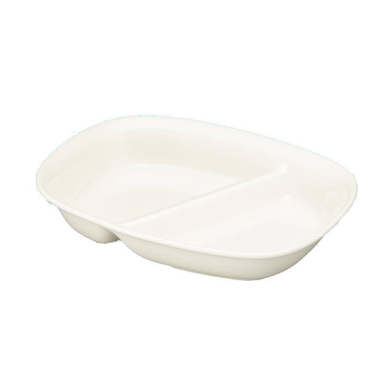 KYOEI ONLINE STORE / 強化磁器 角二つ仕切り皿 ピュアホワイト 55170
